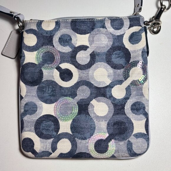 Coach Blue & White Crossbody Bag with Sequins - Picture 2 of 14